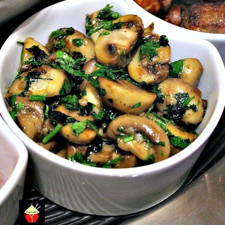 Image for Champinones Al Ajillo, Spanish Garlic Mushrooms is a wonderful Tapas dish, often served as party food