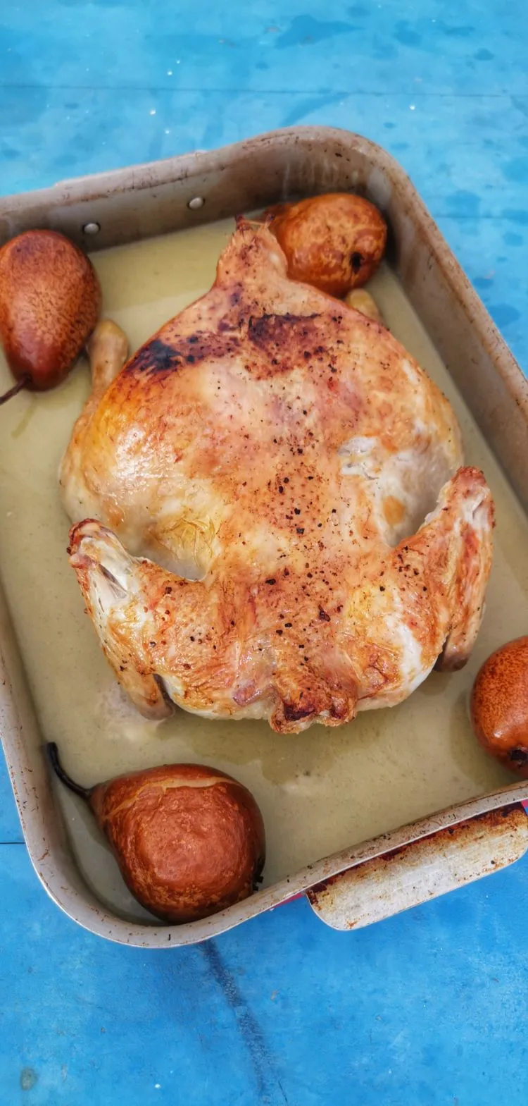 Pollo Asado con Peras recette Poulet rôti aux poires 1