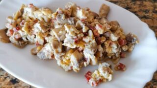 Scrambled Eggs with Mushrooms and Ham Recipe