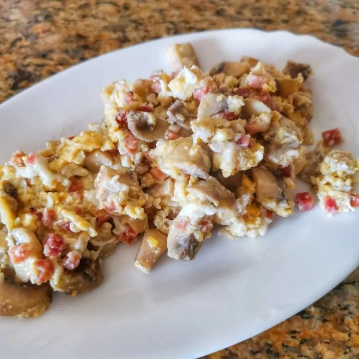 receta revuelto de champinones y jamon